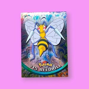 Pokemon 1999 TOPPS Beedrill #15 Foil Chrome Blue Logo TV Animation Edition Card